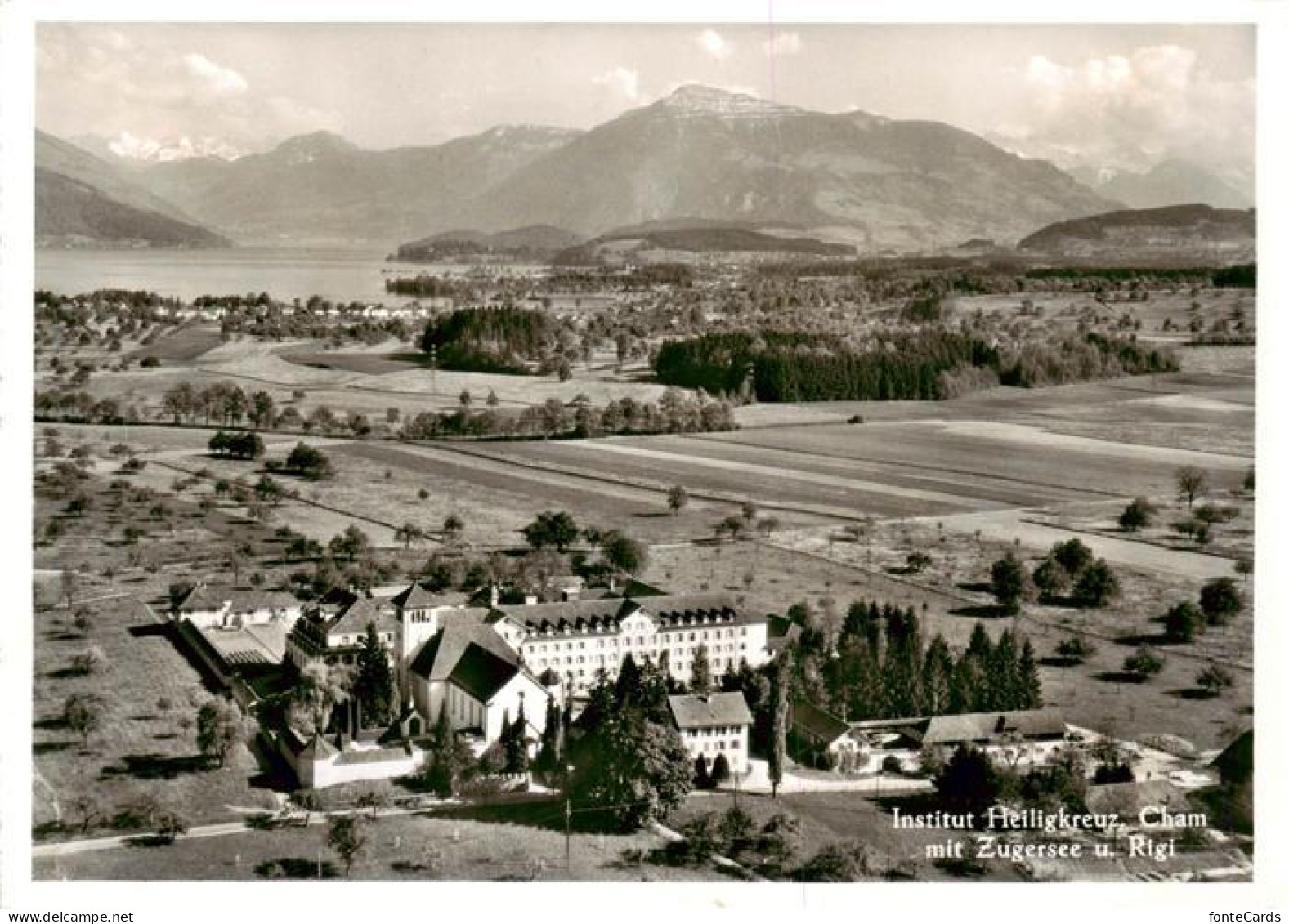 13875122 Cham  ZG Institut Heiligkreuz Mit Zugersee Und Rigi  - Autres & Non Classés