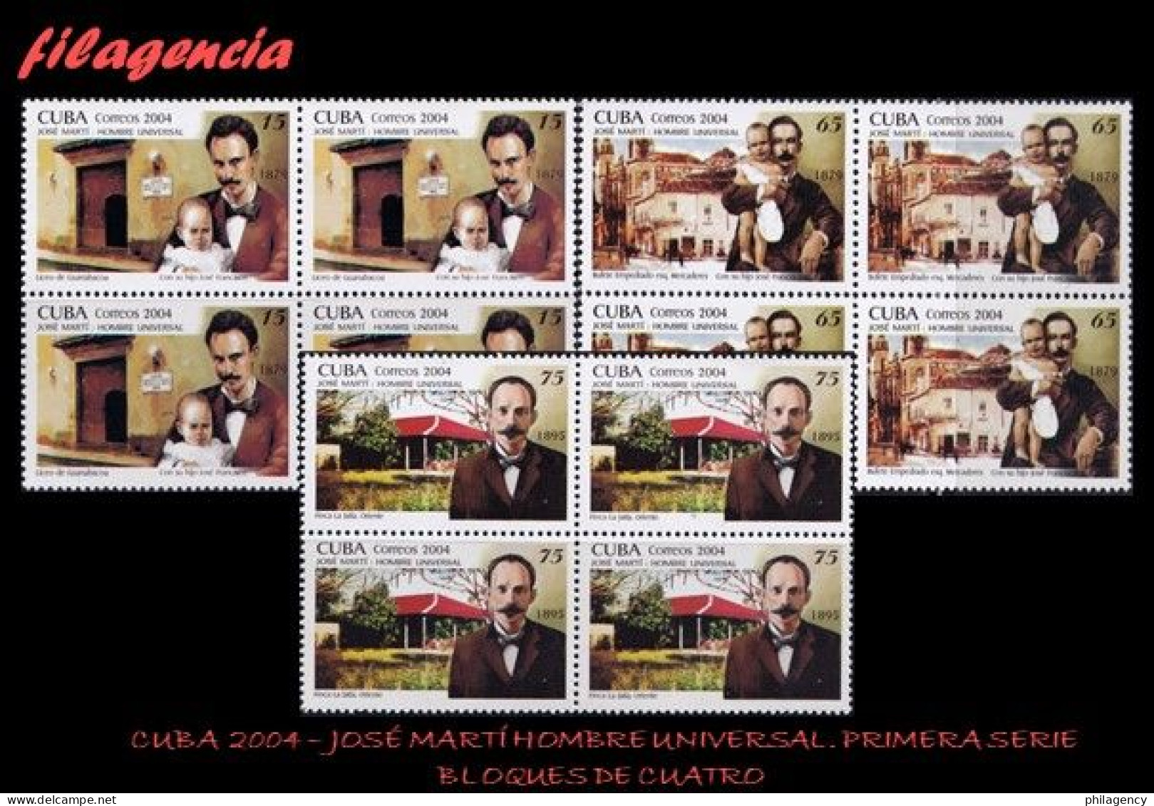 CUBA. BLOQUES DE CUATRO. 2004-06 JOSÉ MARTÍ. HOMBRE UNIVERSAL. PRIMERA SERIE - Unused Stamps