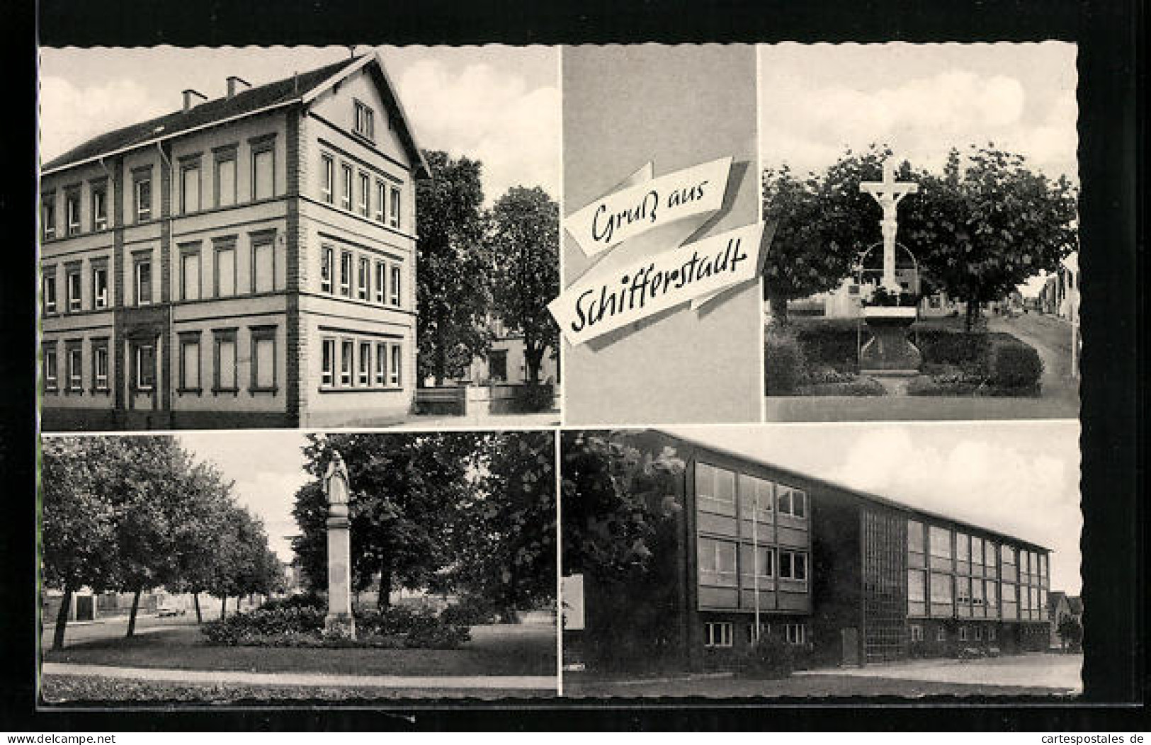 AK Schifferstadt, Ansicht Von Denkmal Und Wohnhäusern  - Schifferstadt