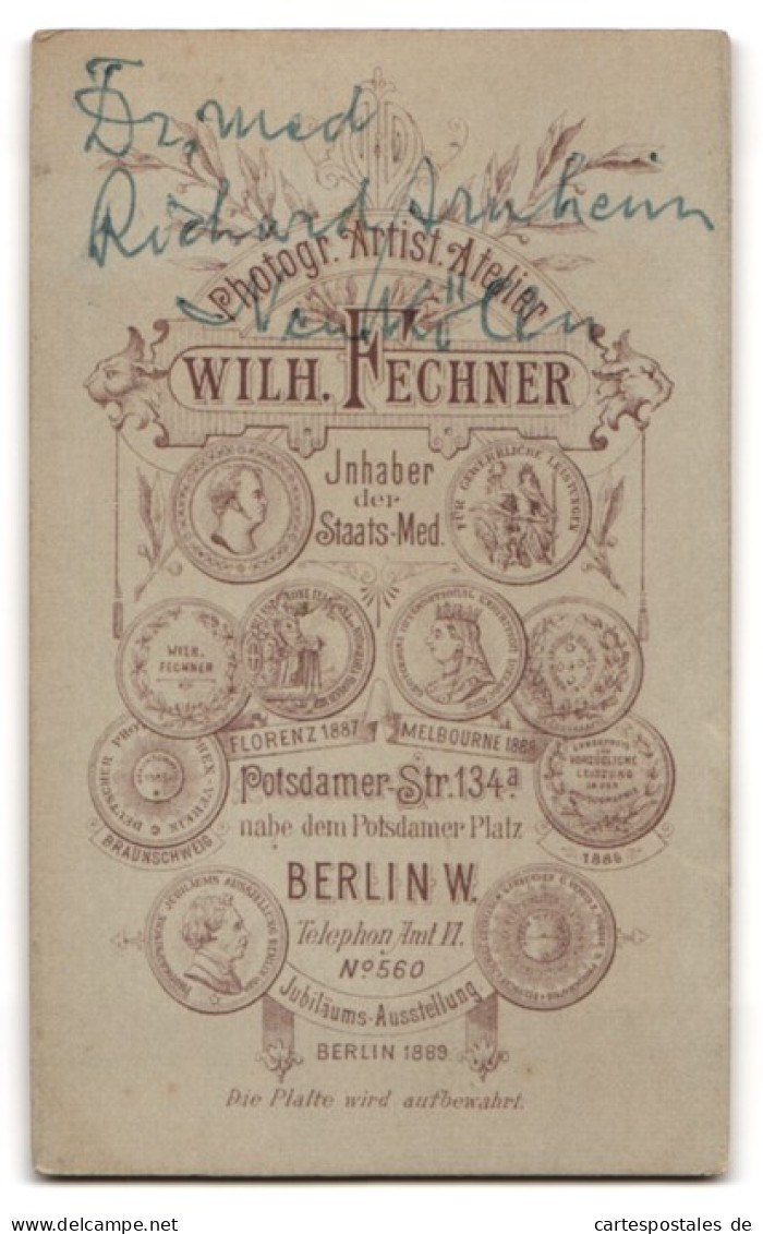 Fotografie Wilh. Fechner, Berlin, Herr Dr. Med. Richard Arnheim Aus Neukölln  - Personnes Anonymes