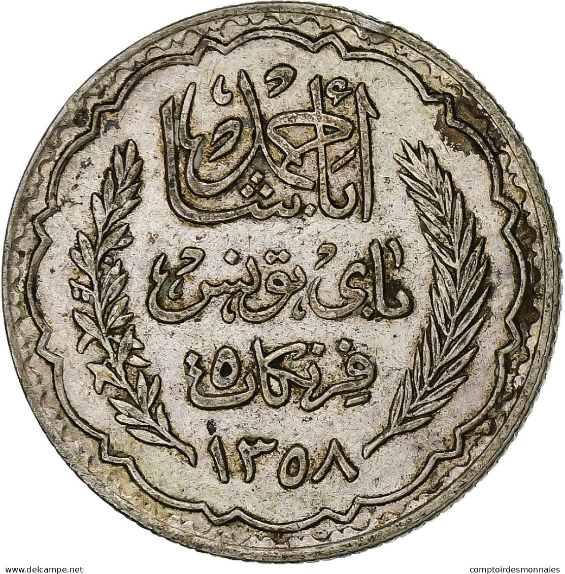 Monnaie, Tunisie, Ahmad Pasha Bey, 5 Francs, 1939, Paris, TTB, Argent, KM:264 - Túnez