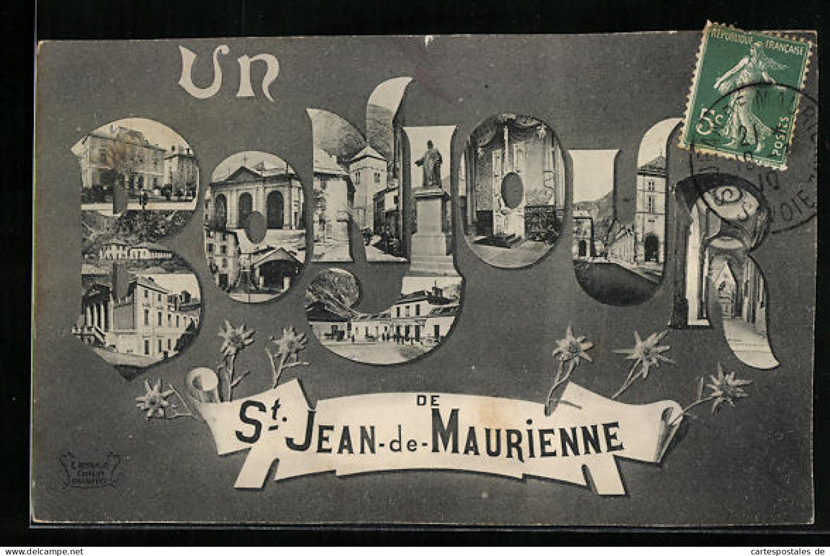 CPA St-Jean-de-Maurienne, Ansichten Du Lieu Insérées Dans La Typographie  - Saint Jean De Maurienne