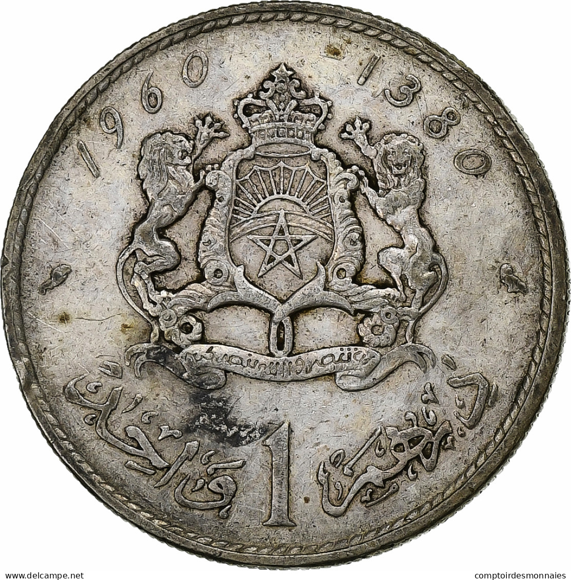 Maroc, Mohammed V, Dirham, 1960 / AH 1380, Paris, Argent, TB+, KM:55 - Marokko