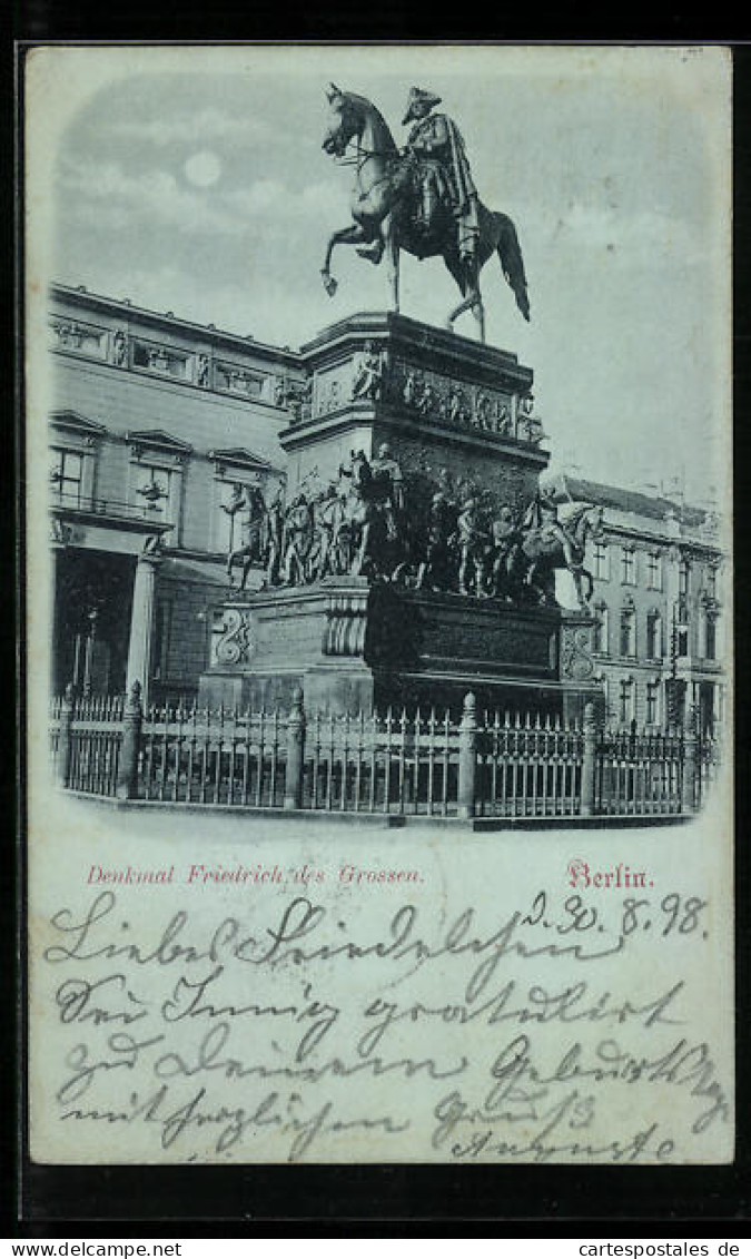 Mondschein-AK Berlin, Denkmal Friedrich Des Grossen  - Mitte