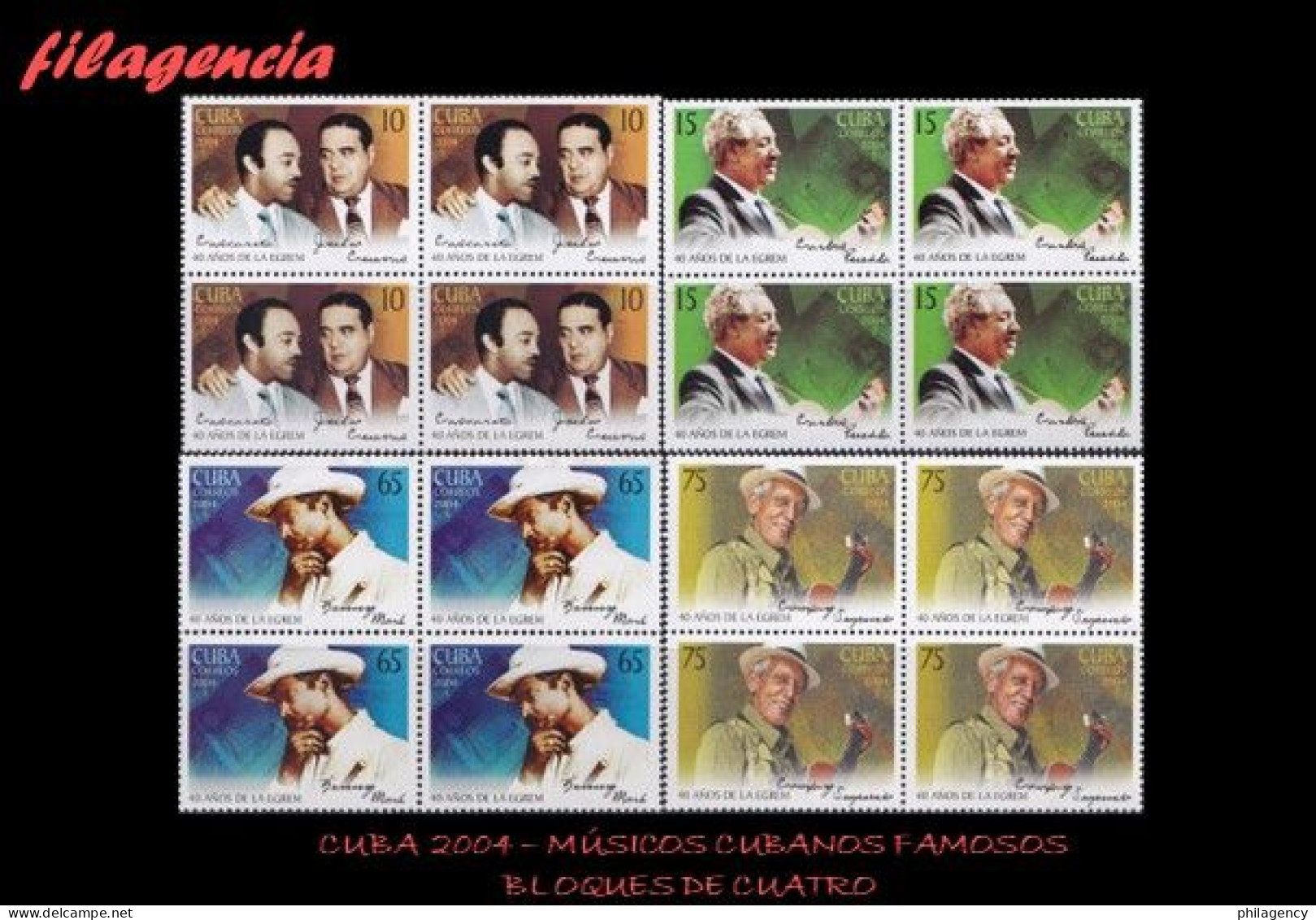 CUBA. BLOQUES DE CUATRO. 2004-10 MÚSICOS CUBANOS FAMOSOS - Neufs