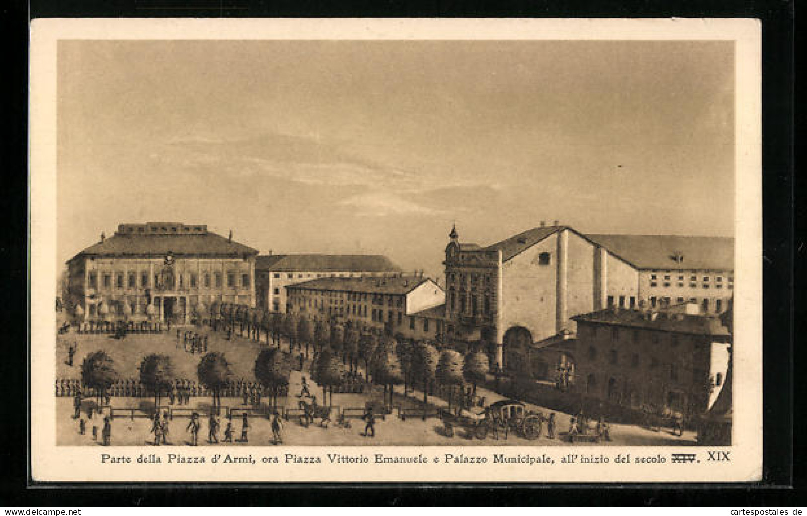 Cartolina Alessandria, Parte Della Piazza D`Armi, Ora Piazza Vittorio Emanuele E Palazzo Municipale  - Alessandria