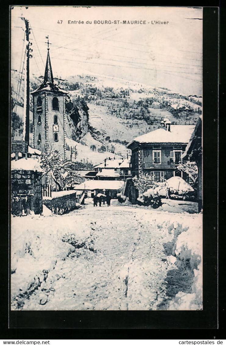 CPA Bourg-St-Maurice, Entrée De La Ville, L`Hiver, Ortseingang  - Bourg Saint Maurice