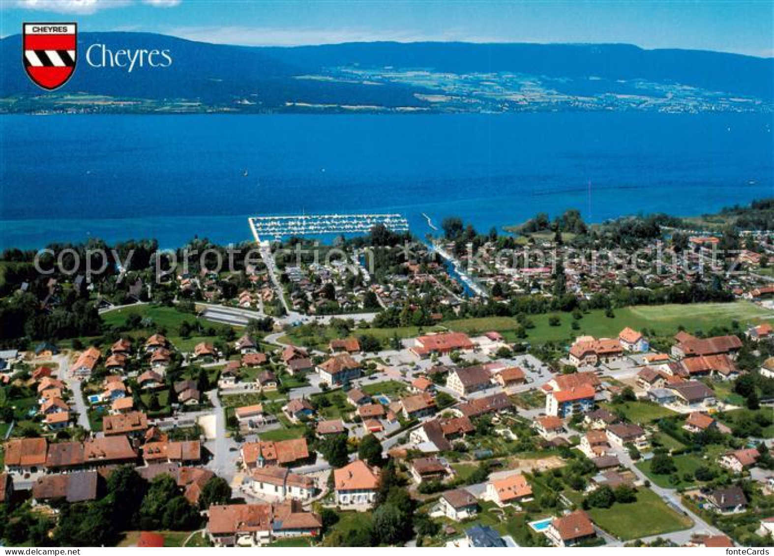 13864138 Cheyres Port Et Village Au Bord Du Lac De Neuchatel Vue Aerienne Cheyre - Autres & Non Classés