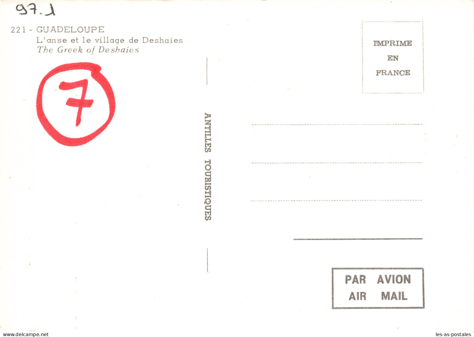 971 GUADELOUPE DESHAIES L ANSE ET LE VILLAGE - Otros & Sin Clasificación