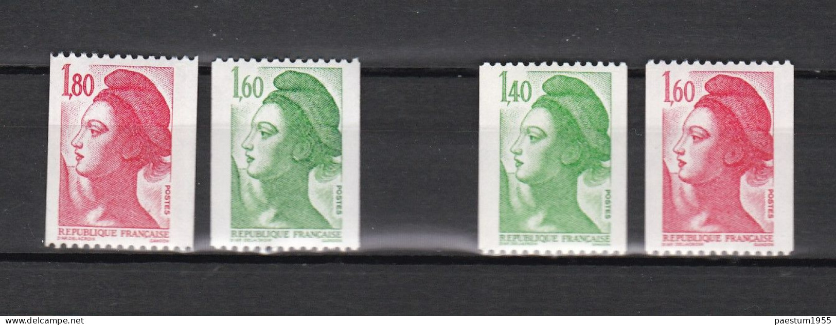 Série Des 4 Timbres Roulette France 1982 Liberté De GANDON 2191 2192 2222 2224 - Rollen