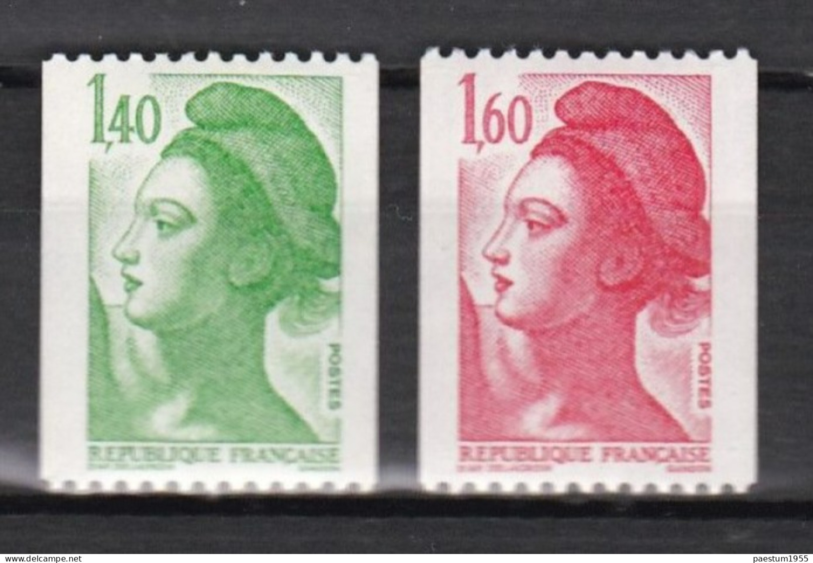 Série De 2 Timbres Roulette France 1982 Liberté De GANDON 2191 2192 - Coil Stamps