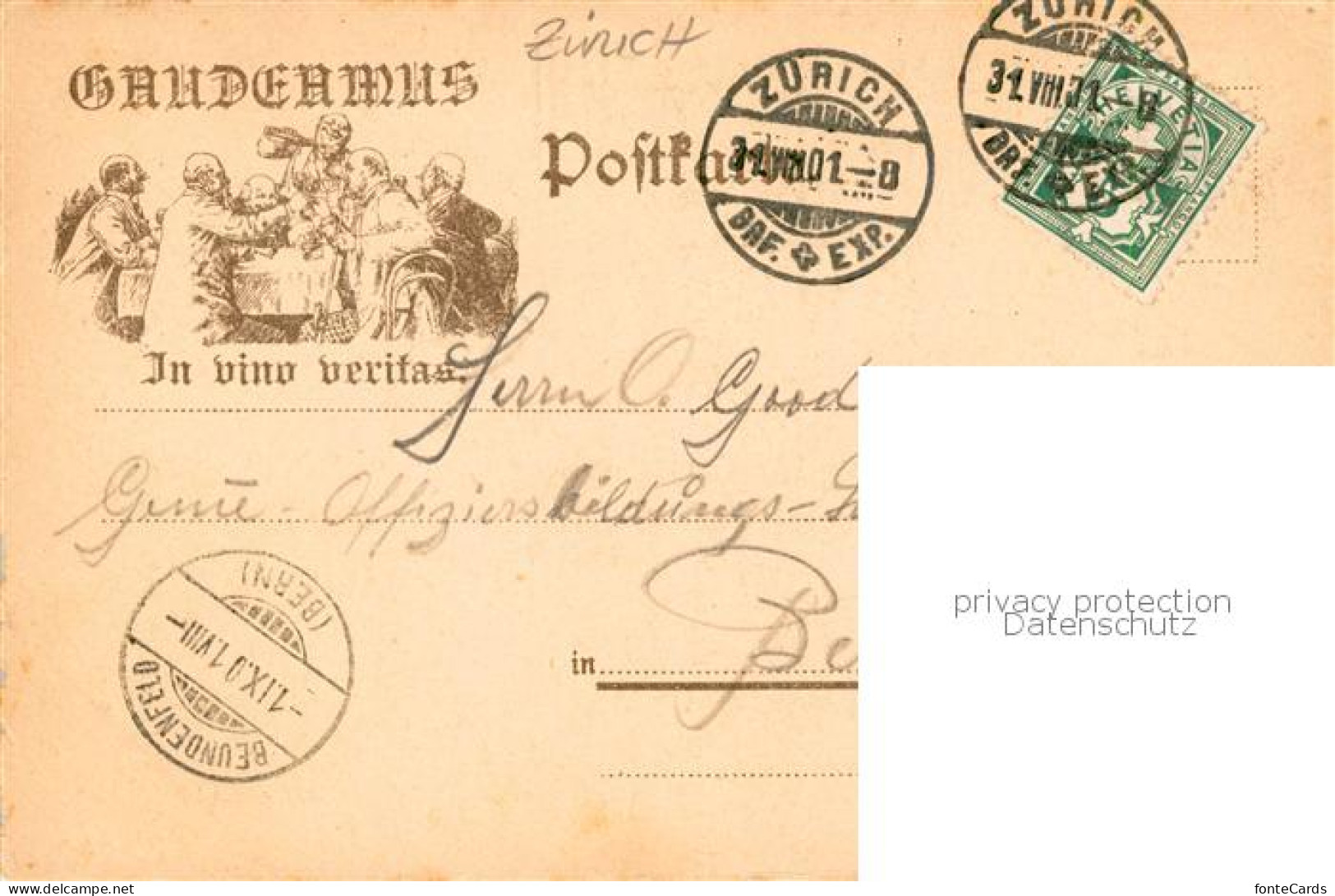 13854321 Zuerich ZH Handschriftliche Urkunde Gaudeamus Bayrische Bierhalle Zum K - Autres & Non Classés