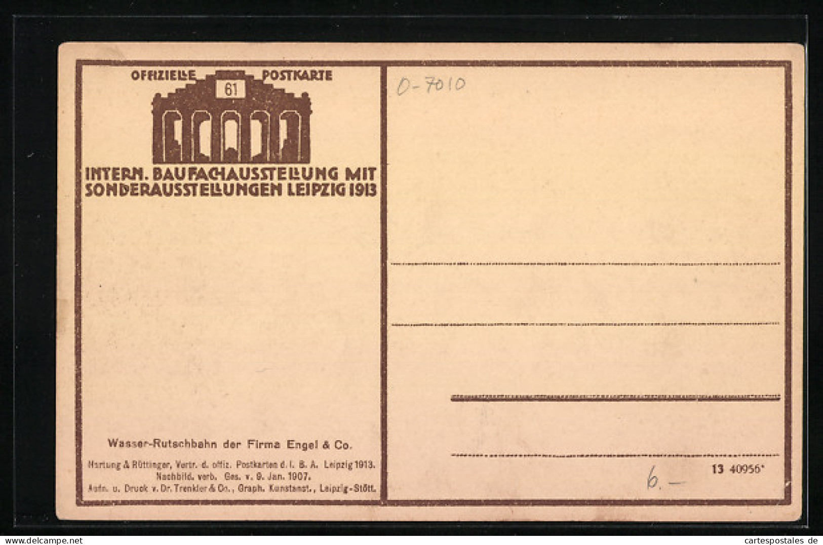 AK Leipzig, Internationale Baufachausstellung Mit Sonderausstellungen 1913, Wasser-Rutschbahn Der Firma Engel & Co.  - Ausstellungen