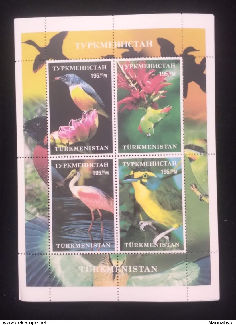 D)1998, TURKMENISTAN, MINISHEET, ISSUE, FAUNA, BIRD DIVERSITY, MNH - Turkménistan