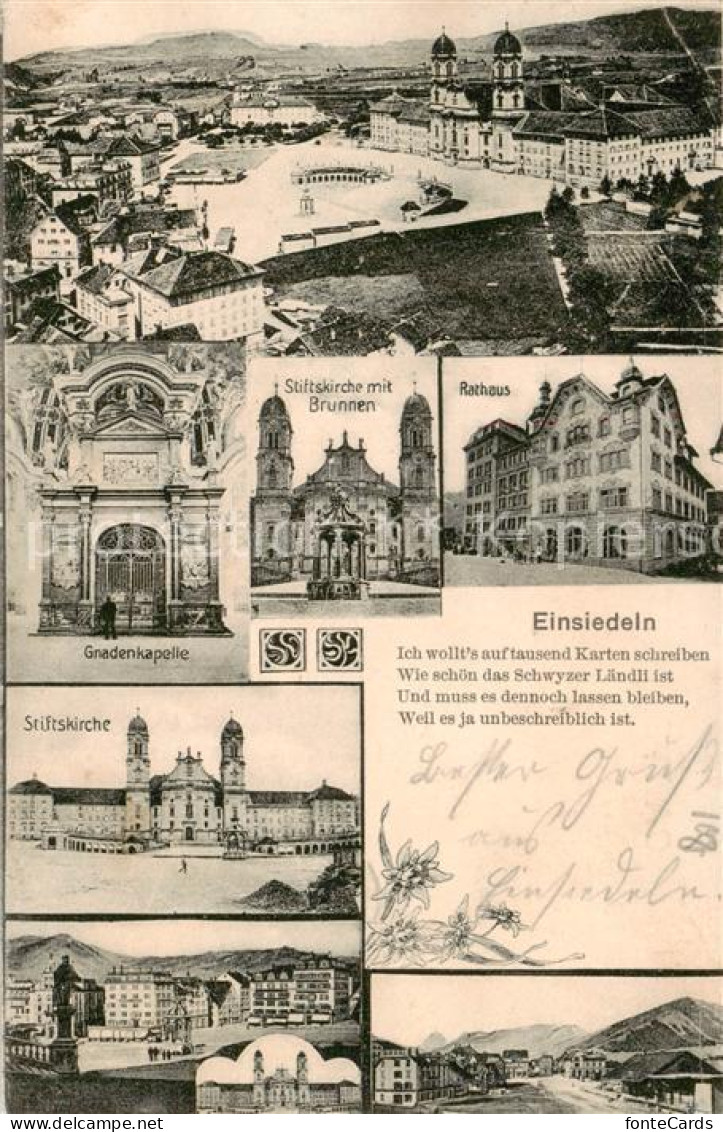 13851540 Einsiedeln  SZ Panorama Stiftskirche Gnadenkapelle Rathaus   - Other & Unclassified