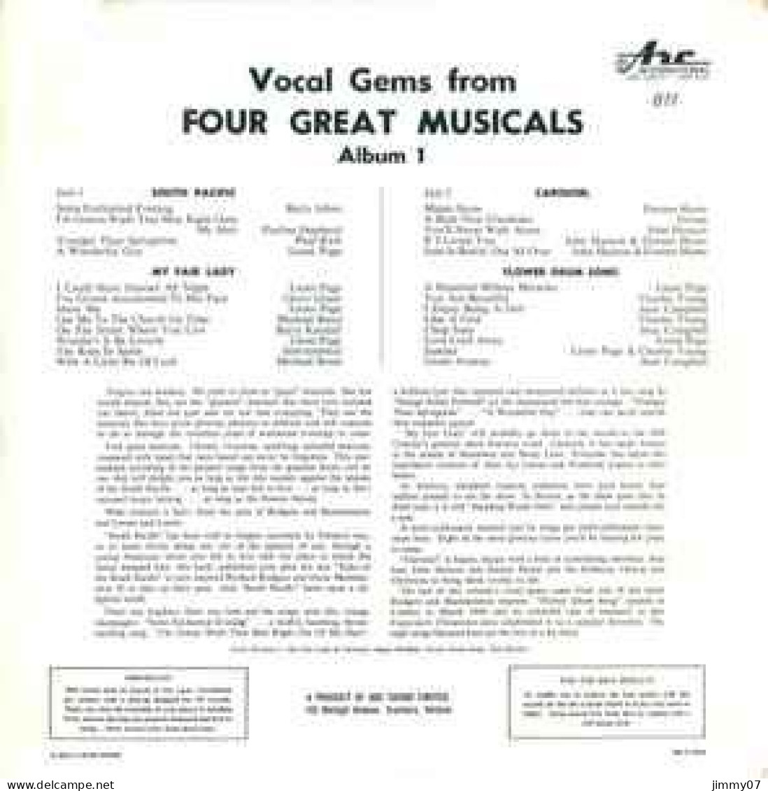 Various - Vocal Gems From Four Great Musicals (LP) - Música De Peliculas