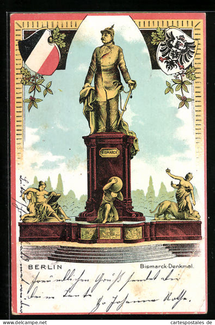 Lithographie Berlin-Tiergarten, Darstellung Vom Bismarck-Denkmal  - Dierentuin