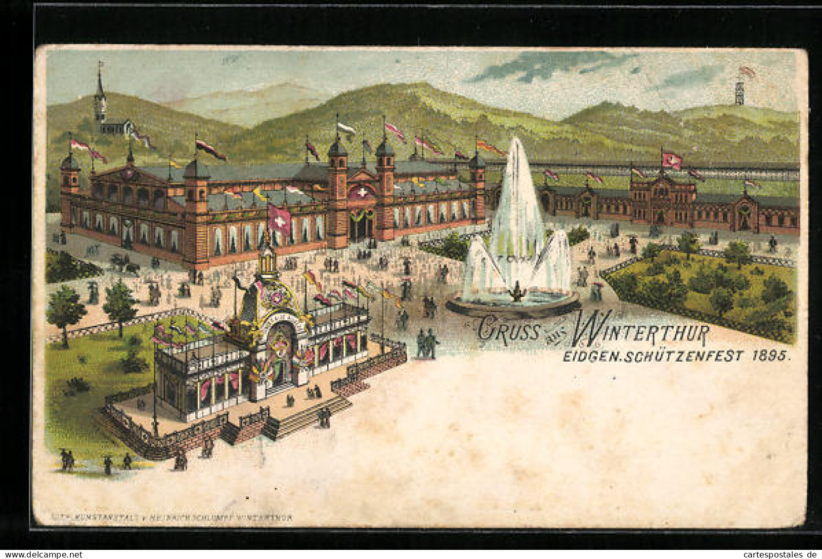 Lithographie Winterthur, Eidgenössisches Schützenfest 1895  - Other & Unclassified