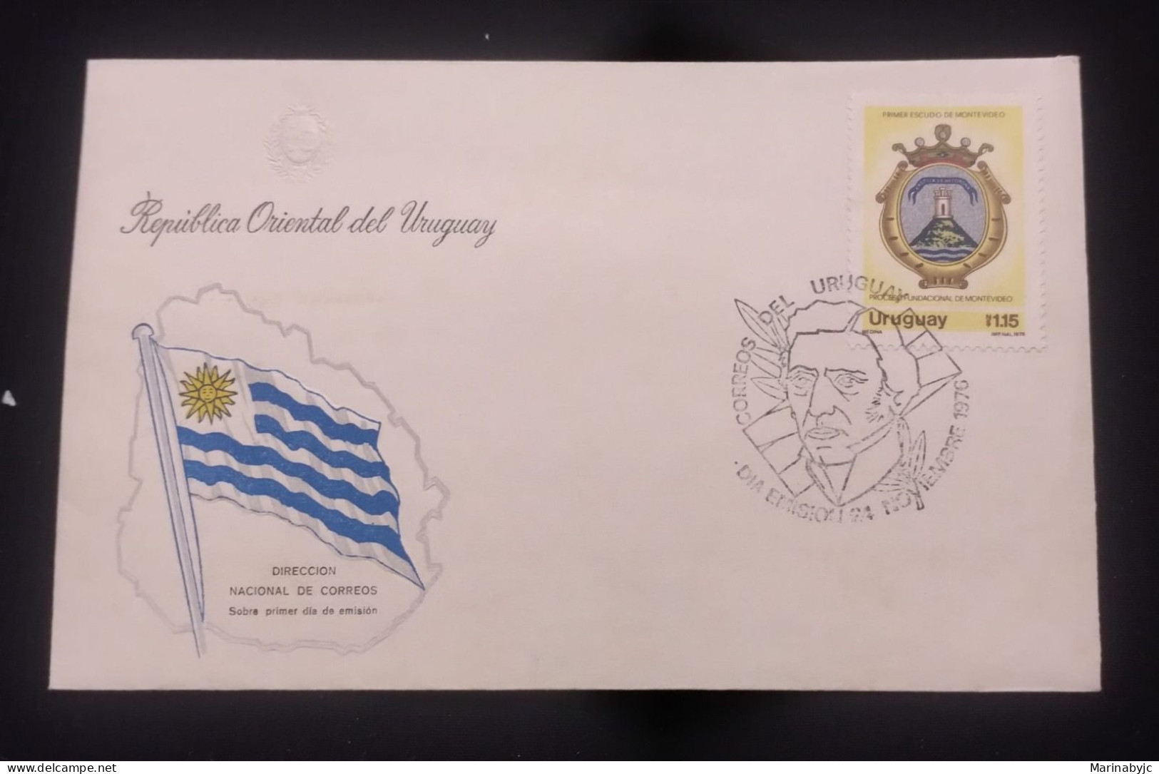 D)1976, URUGUAY, FIRST DAY COVER, ISSUE, 250TH ANNIVERSARY OF THE FOUNDATION OF MONTEVIDEO, FDC - Uruguay