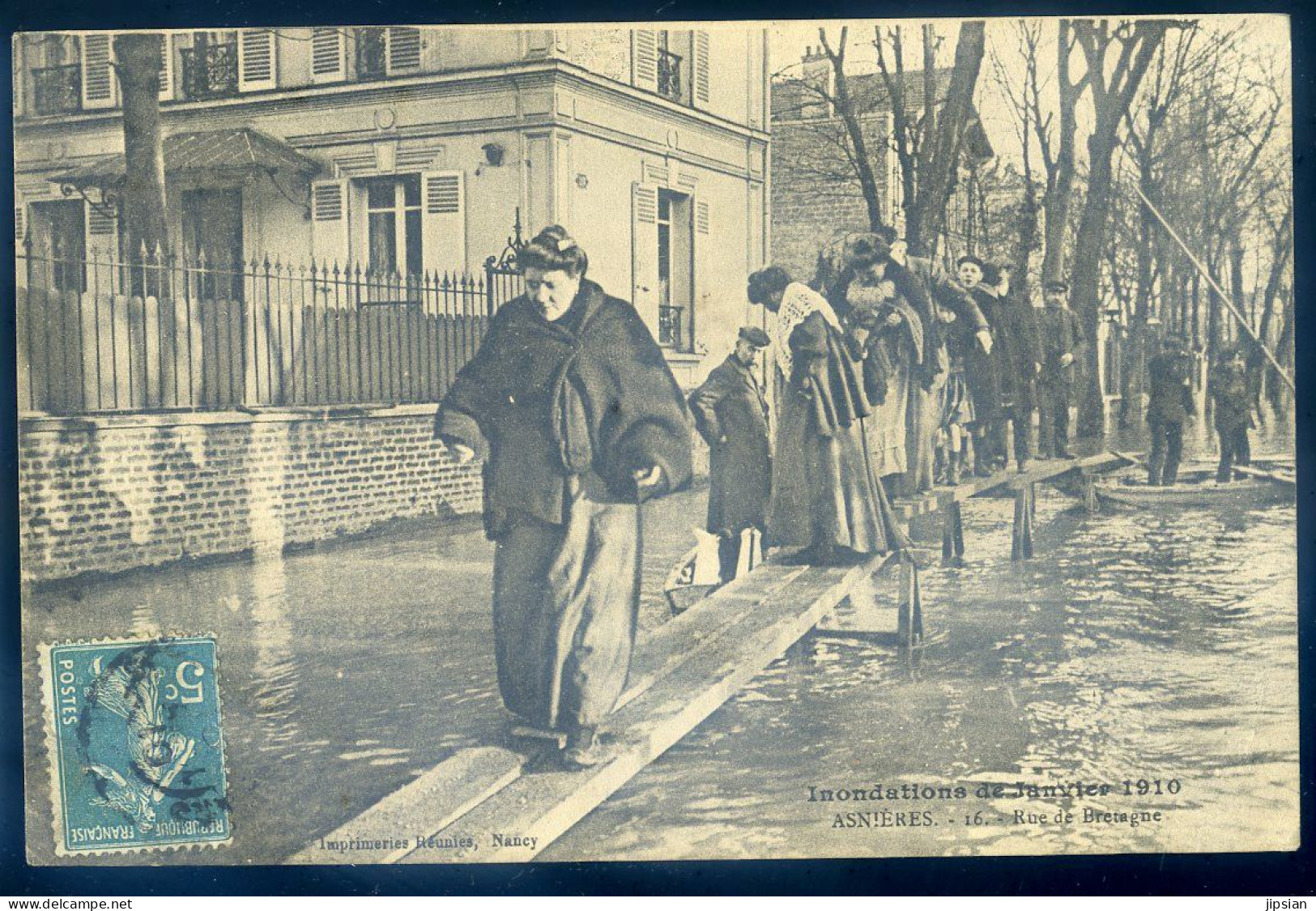 Cpa Du  92 Asnières Rue De Bretagne -- Inondations De Janvier 1910     STEP161 - Asnieres Sur Seine