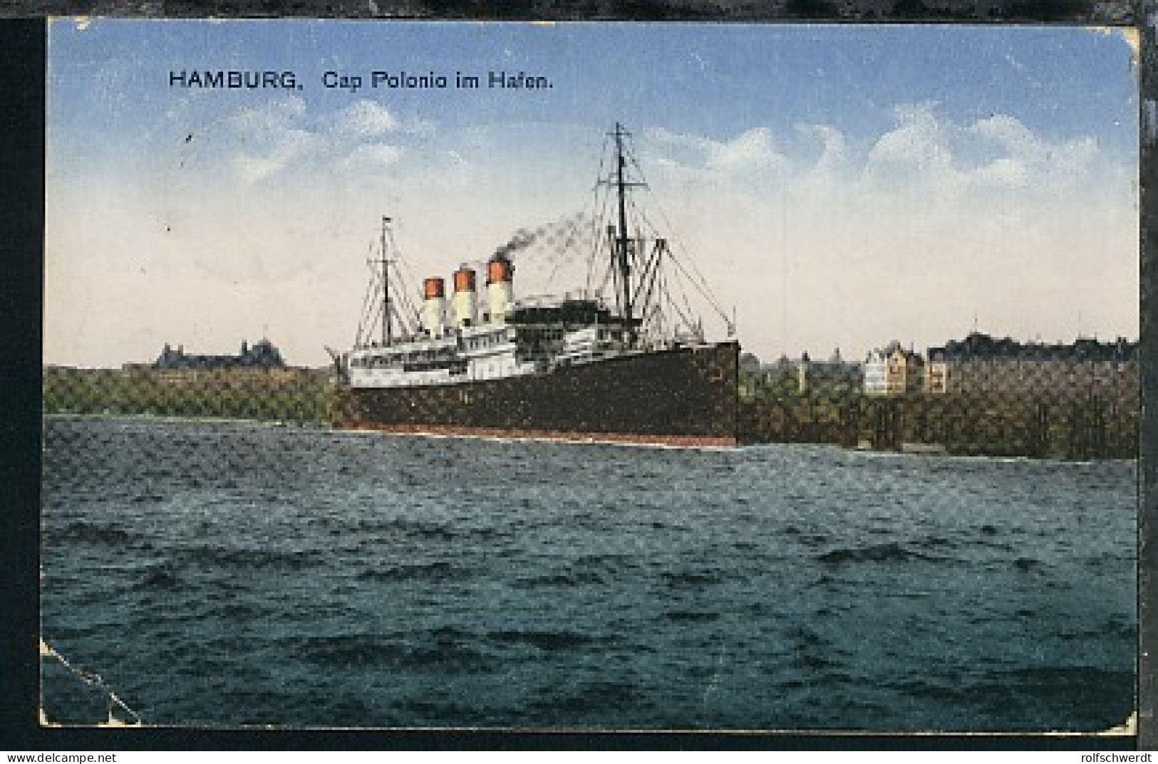 Dampfer Cap Polonio In Hamburg, 1928, Kte Min. Eckbug - Dampfer