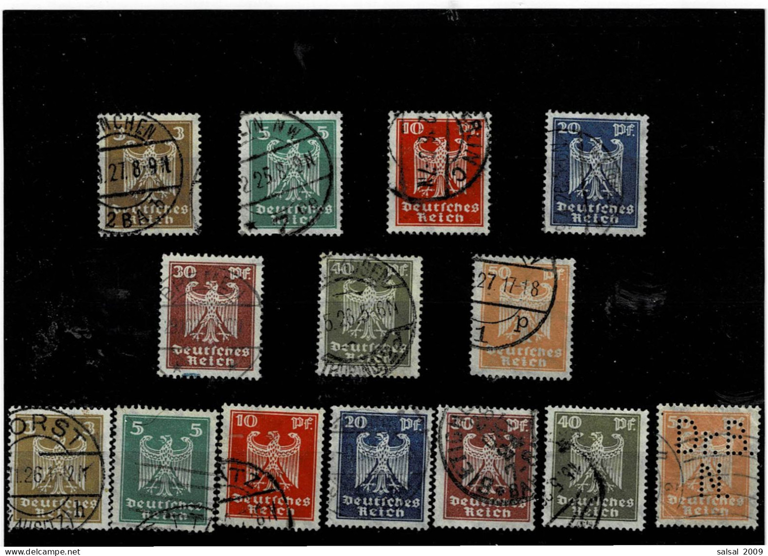 GERMANIA REICH ,"Aquila" ,2 Serie Complete Usate ,1 Pezzo PERFIN ,qualita Ottima - Gebraucht