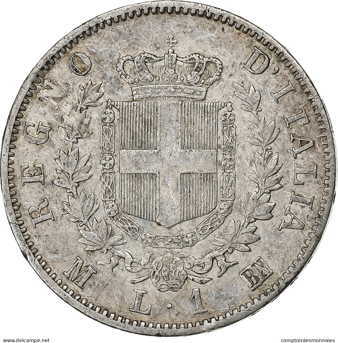 Monnaie, Italie, Vittorio Emanuele II, Lira, 1863, Milan, TB, Argent, KM:5a.1 - 1861-1878 : Vittoro Emanuele II