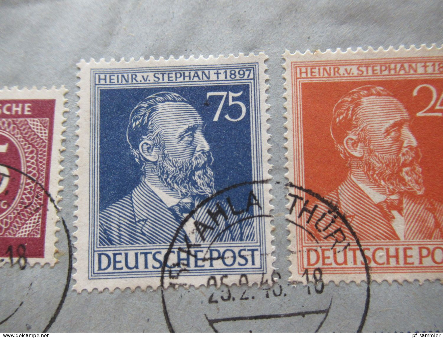 1948 Kontrollrat Ziffer MiF Mit Heinrich V. Stephan Verwendet In Der SBZ Einschreiben Not R-Zettel Kahla - Neustadt Orla - Covers & Documents