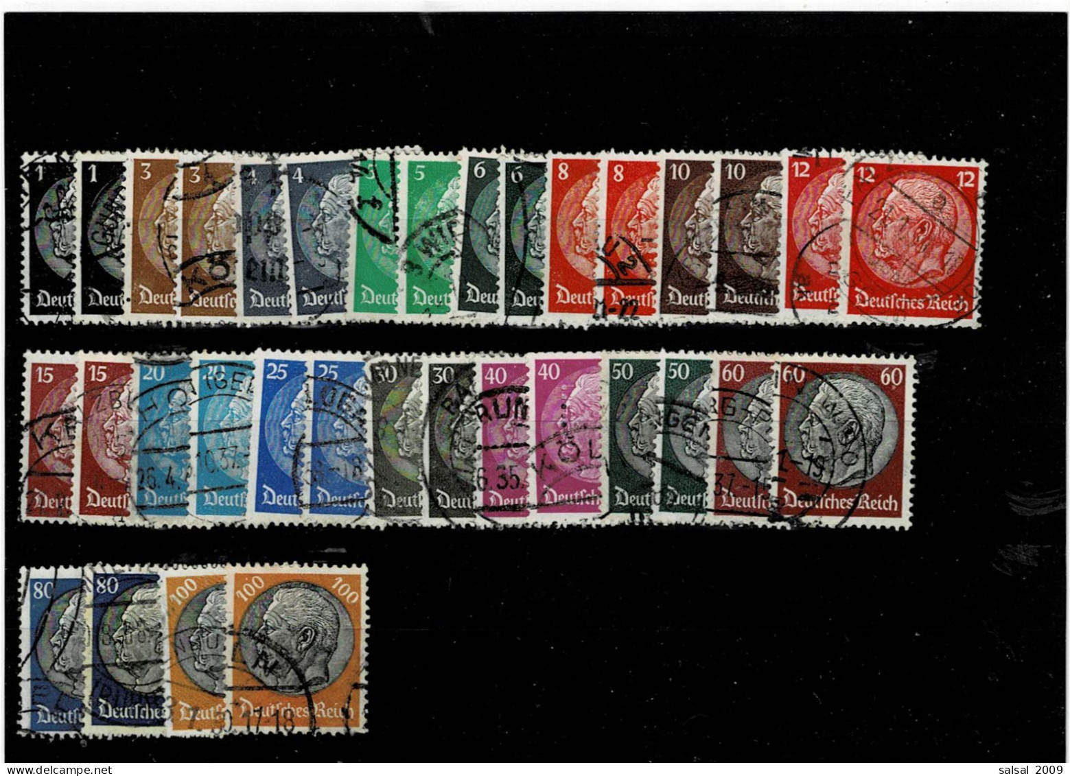 GERMANIA REICH ,"Hindenburg ,2 Serie Complete Usate ,qualita Ottima - Gebraucht