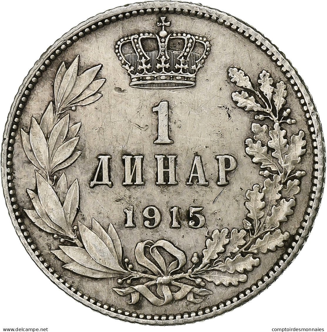 Serbie, Peter I, Dinar, 1915, Paris, Argent, TTB+, KM:25.3 - Serbie