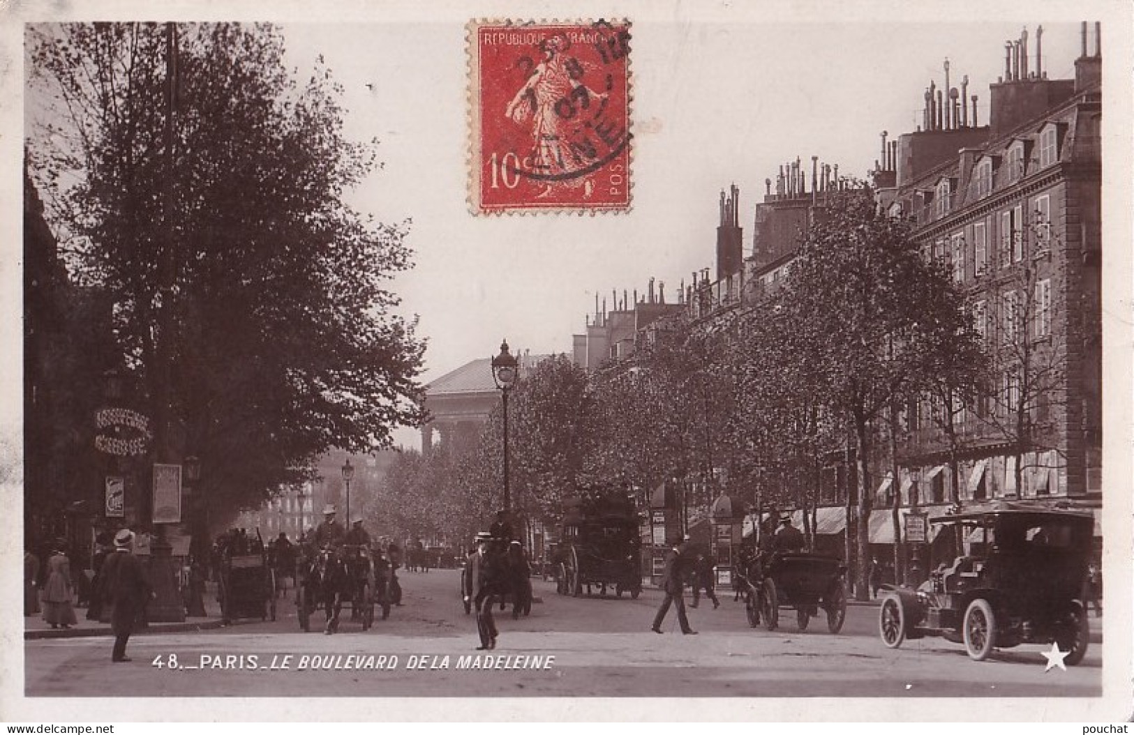 C8-75) PARIS - CARTE PHOTO MARQUE  ETOILE -  LE BOULEVARD DE LA MADELEINE - ANIMATION  - EN 1907 - Distretto: 08