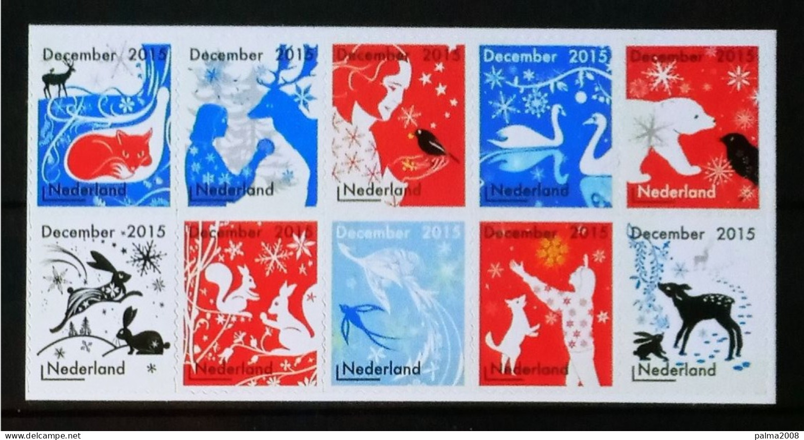 HOLANDA IVERT 3350/58 BLOQUE NUEVO ** NAVIDAD AÑO 2015 - Unused Stamps