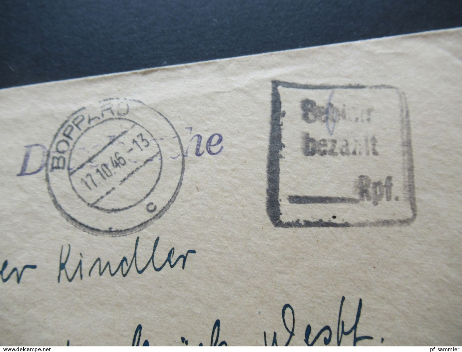 1946 Französische Zone Tagesstempel Boppard Und Schwarzer Ra3 Gebühr Bezahlt 6 Drucksache Nach Wiedenbrück Westf. - Amtliche Ausgaben