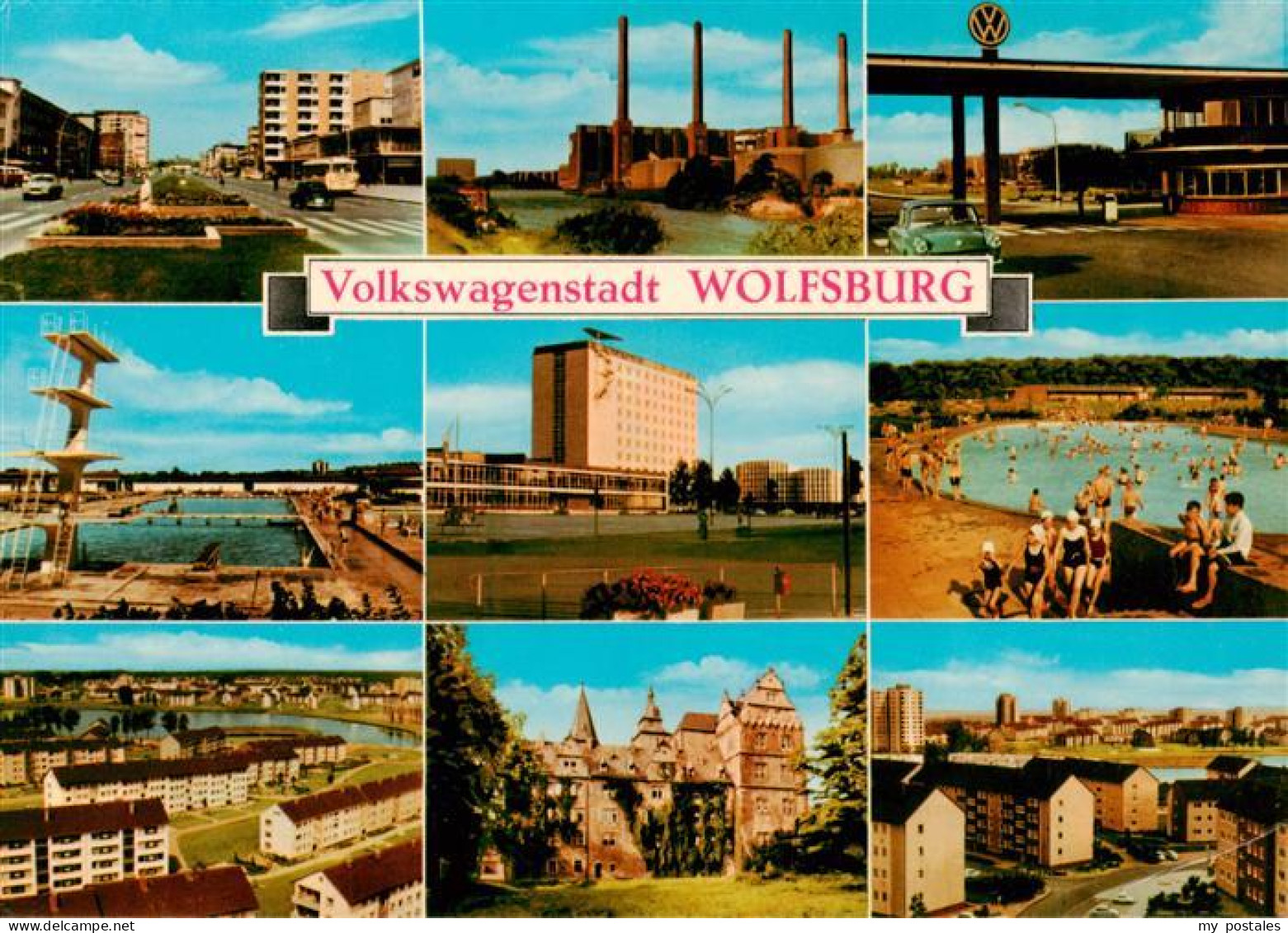 73891869 Wolfsburg VW Stadt Teilansichten Schwimmbad Schloss Siedlung Wolfsburg - Wolfsburg