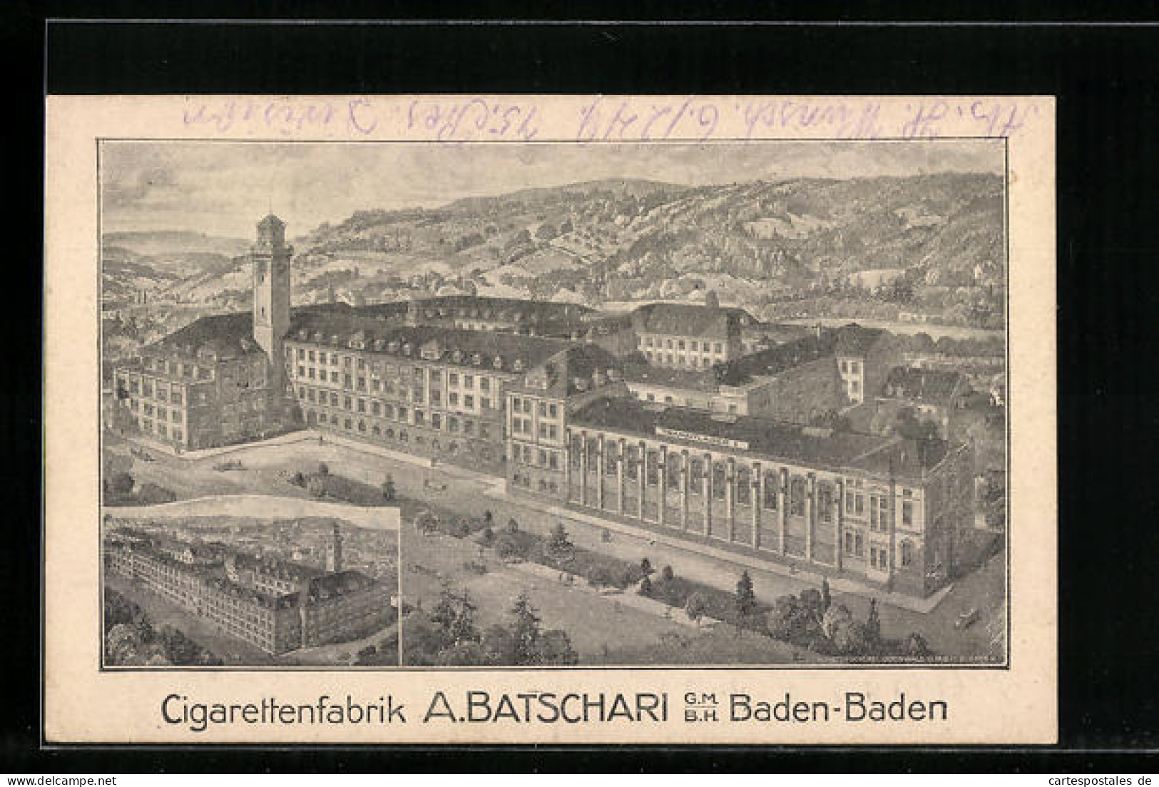 Künstler-AK Baden-Baden, Zigarettenfabrik A. Batschari GmbH  - Culturas