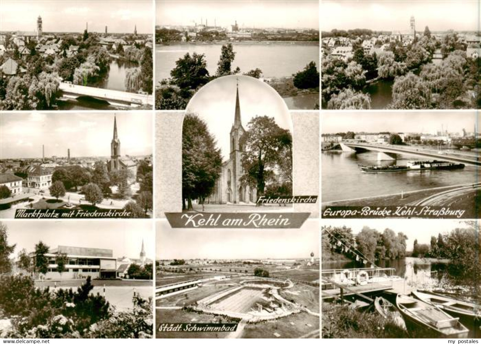 73891814 Kehl  Rhein Marktplatz Mit Friedenskirche Europa Bruecke Kehl Strassbur - Kehl