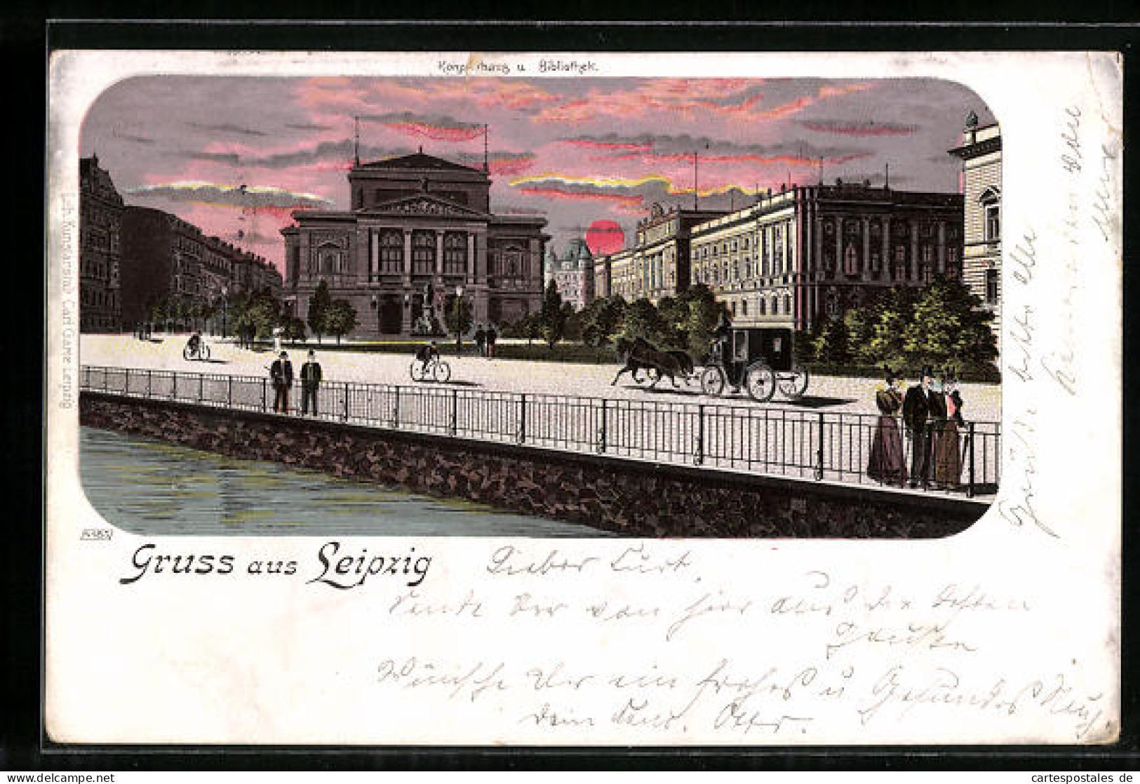 Lithographie Leipzig, Konzerthaus Und Bibliothek  - Leipzig