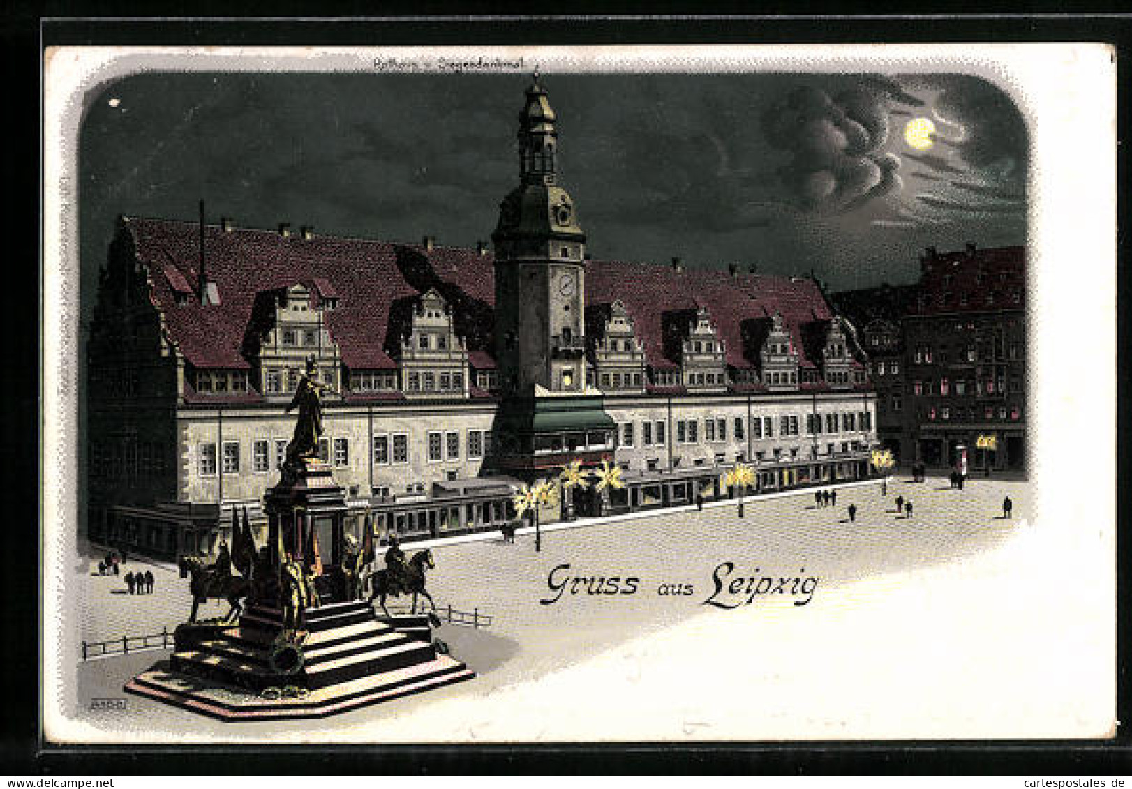 Mondschein-Lithographie Leipzig, Rathaus Und Siegesdenkmal  - Leipzig