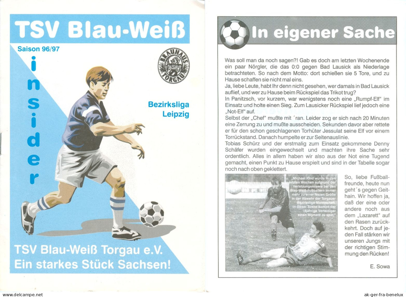 Fußball-Programm PRG TSV Blau-Weiß Torgau Vs SV Alemannia Geithain 10.5.1997 BW SC Hartenfels BSG Chemie Sachsen Leipzig - Programmes