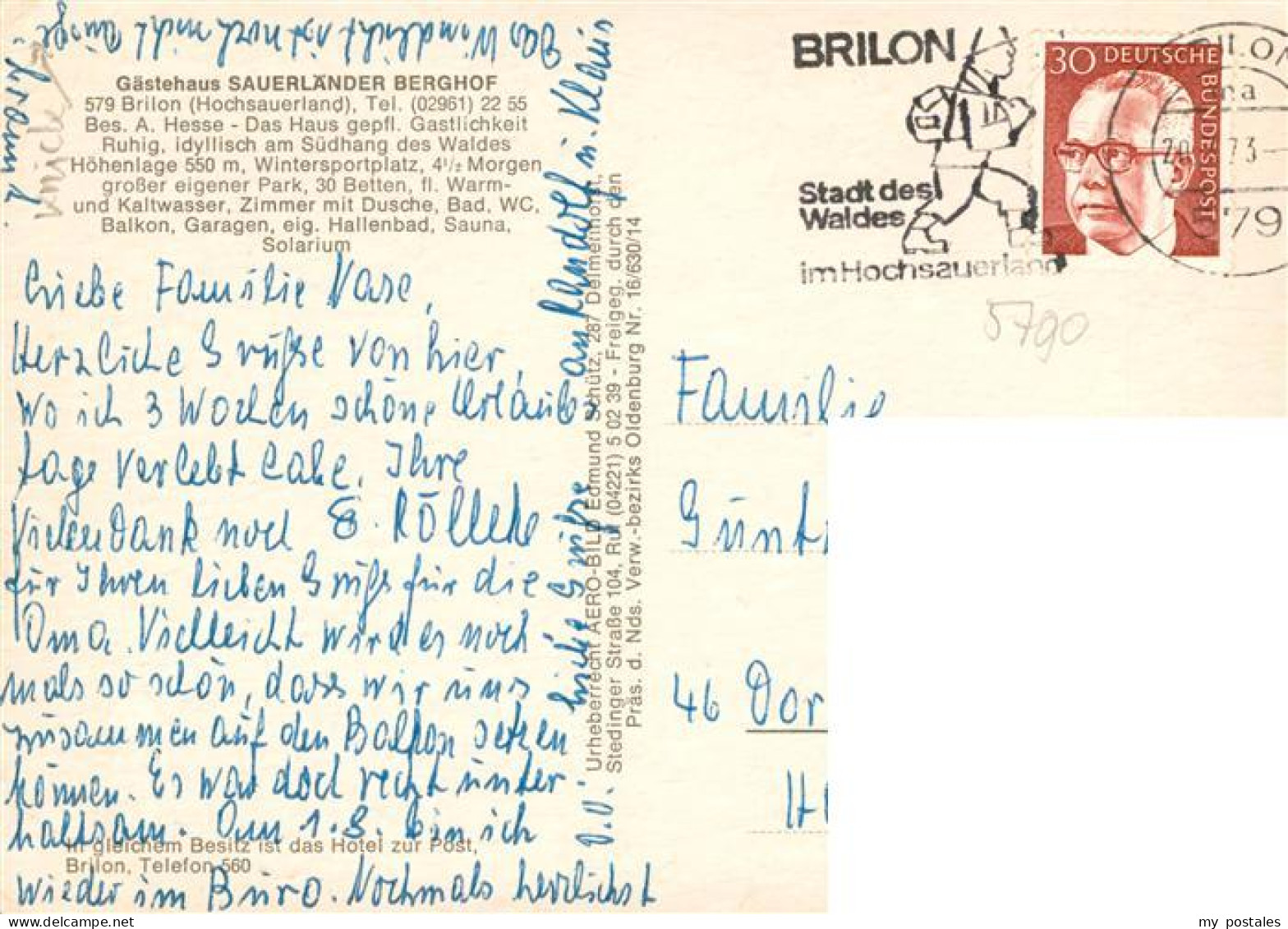 73891619 Brilon Gaestehaus Sauerlaender Berghof Fliegeraufnahme Brilon - Brilon