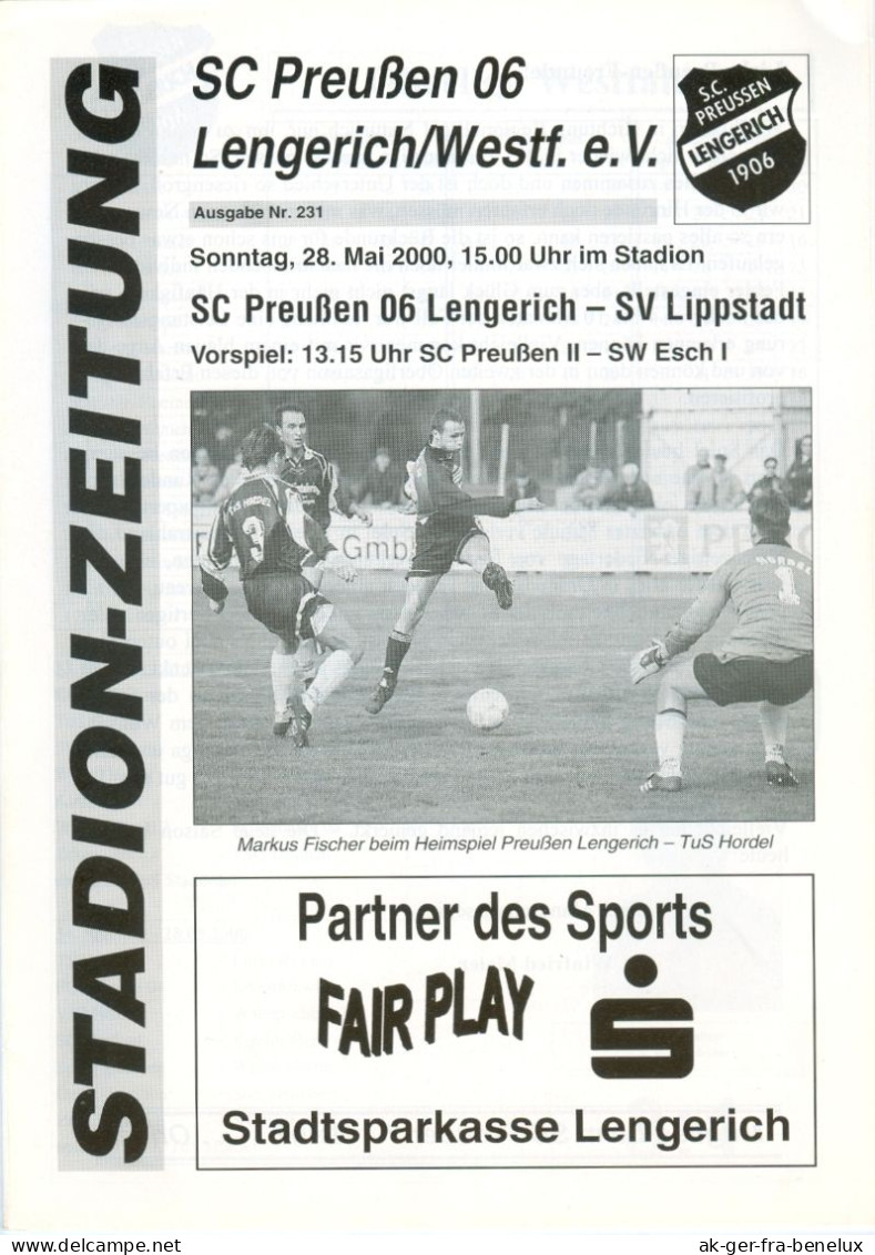 Fußball-Programm PRG SC Preußen 06 Lengerich/Westfalen- SV Lippstadt 08 28.5. 2000 Borussia Schwarz-Weiß Esch Ibbenbüren - Programmi