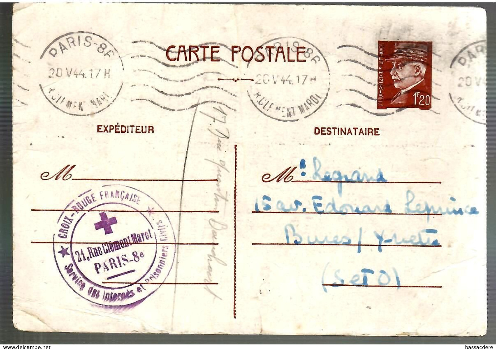 79741 - Entier Avec Repiquage INTERNES  CIVILS EN  ALLEMAGNE - WW II