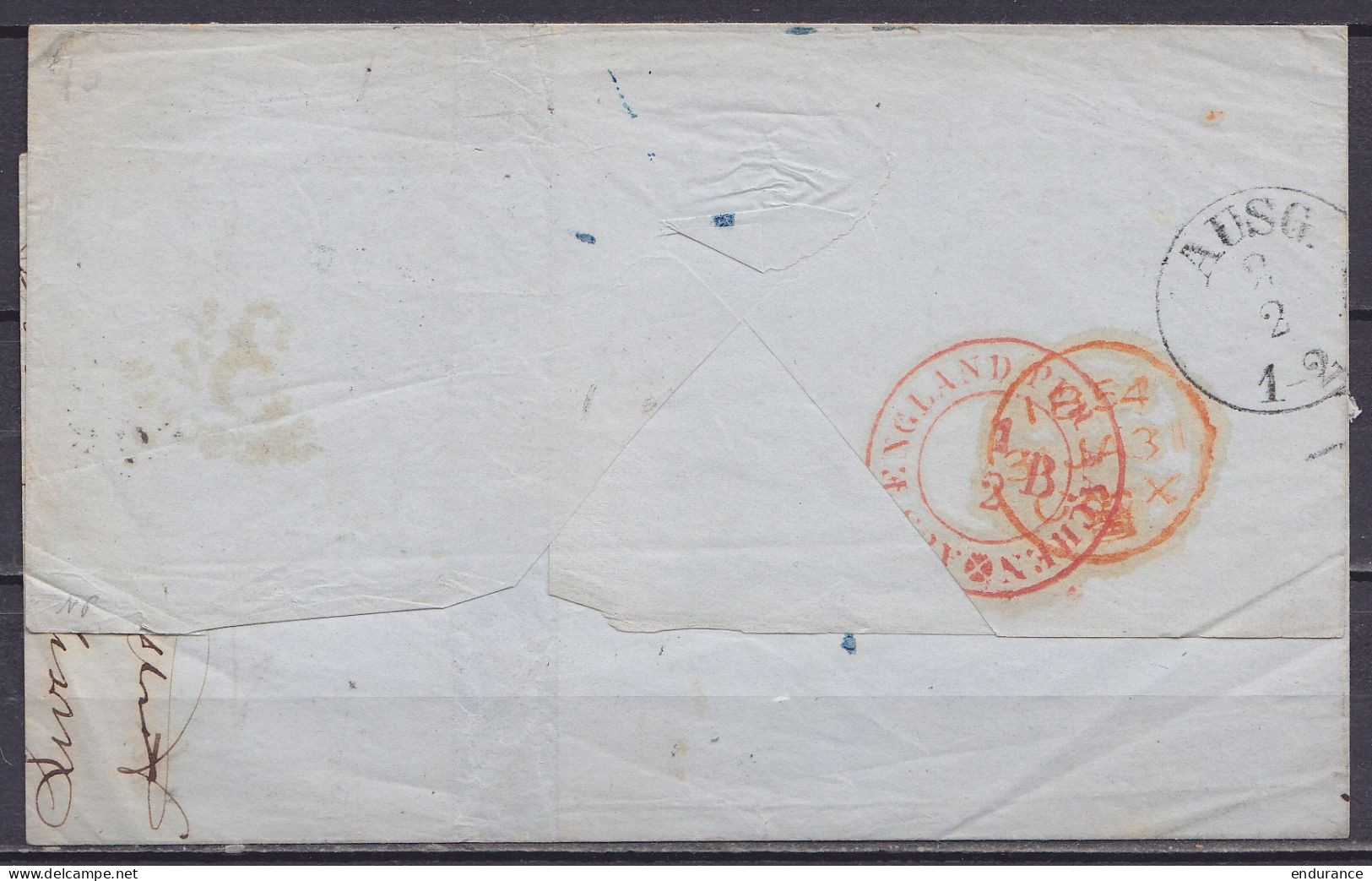 LSC (sans Contenu) Càd LIVERPOOL /JA 30 1854 Pour BERLIN "via Ostend" - Port "7" & Taxe "3½ GROSCHEN" (au Dos: Càd "AUS  - Postmark Collection