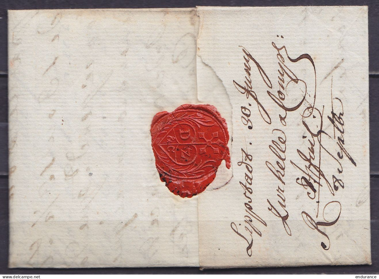 L. Datée 30 Juin 1797 De LIPPSTADT Pour HODIMONT Près De Verviers - Man. "fr. Wesel" (franco Wesel) - Port "15" - 1794-1814 (French Period)