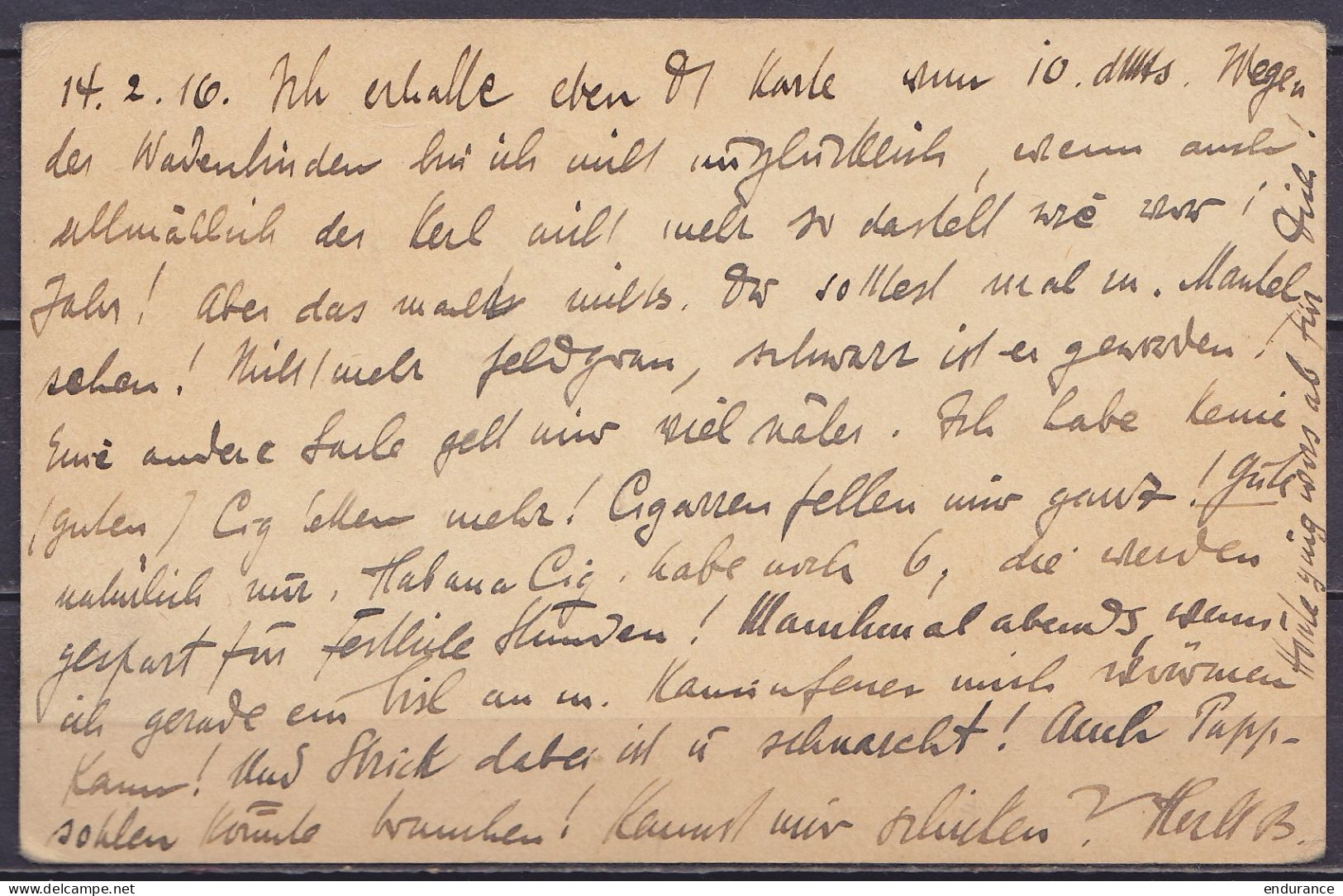 EP CP 5c Vert (OC2) Càd "K.D. FELDPOSTSTAION N°79 /14/2" (1916) Pour ST. LUDWIG Elsass (St-Louis Alsace) - Cachet [Milit - German Occupation