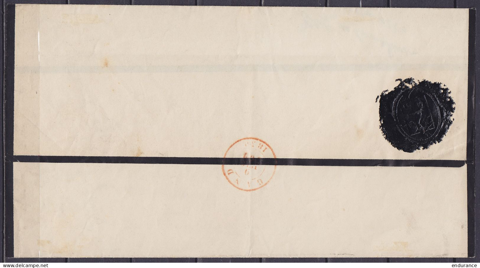 Imprimé Mortuaire (sans Contenu) Càd Imprimés "ANVERS /8 JUIN/ P.P." (1850) Pour Baron Dellafaille D'Huysse à GAND Réexp - 1849-1850 Medaillons (3/5)