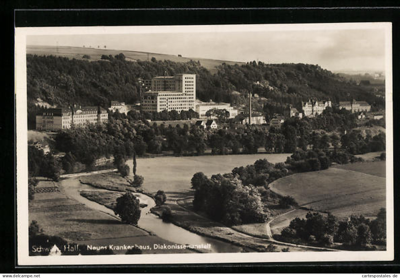 AK Schwäbisch Hall, Blick Nach Dem Neuen Krankenhaus Und Diakonissenanstalt  - Schwaebisch Hall