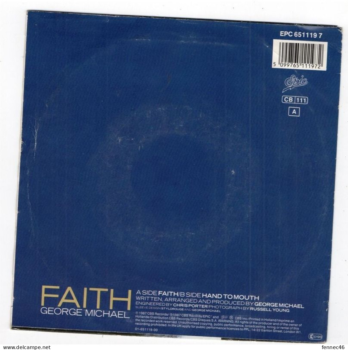 * Vinyle  45T -  George Michael -  FAITH - HAND TO MOUTH - Altri - Inglese