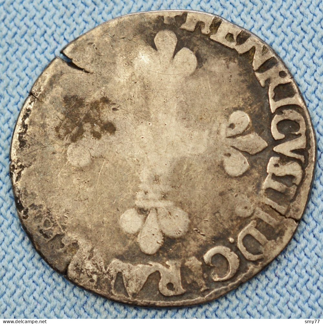 France • 1/8 Ecu • 1578-1589 • Henri III •  Dy# 1134 • Date Illisible • [24-676] - 1574-1589 Heinrich III.