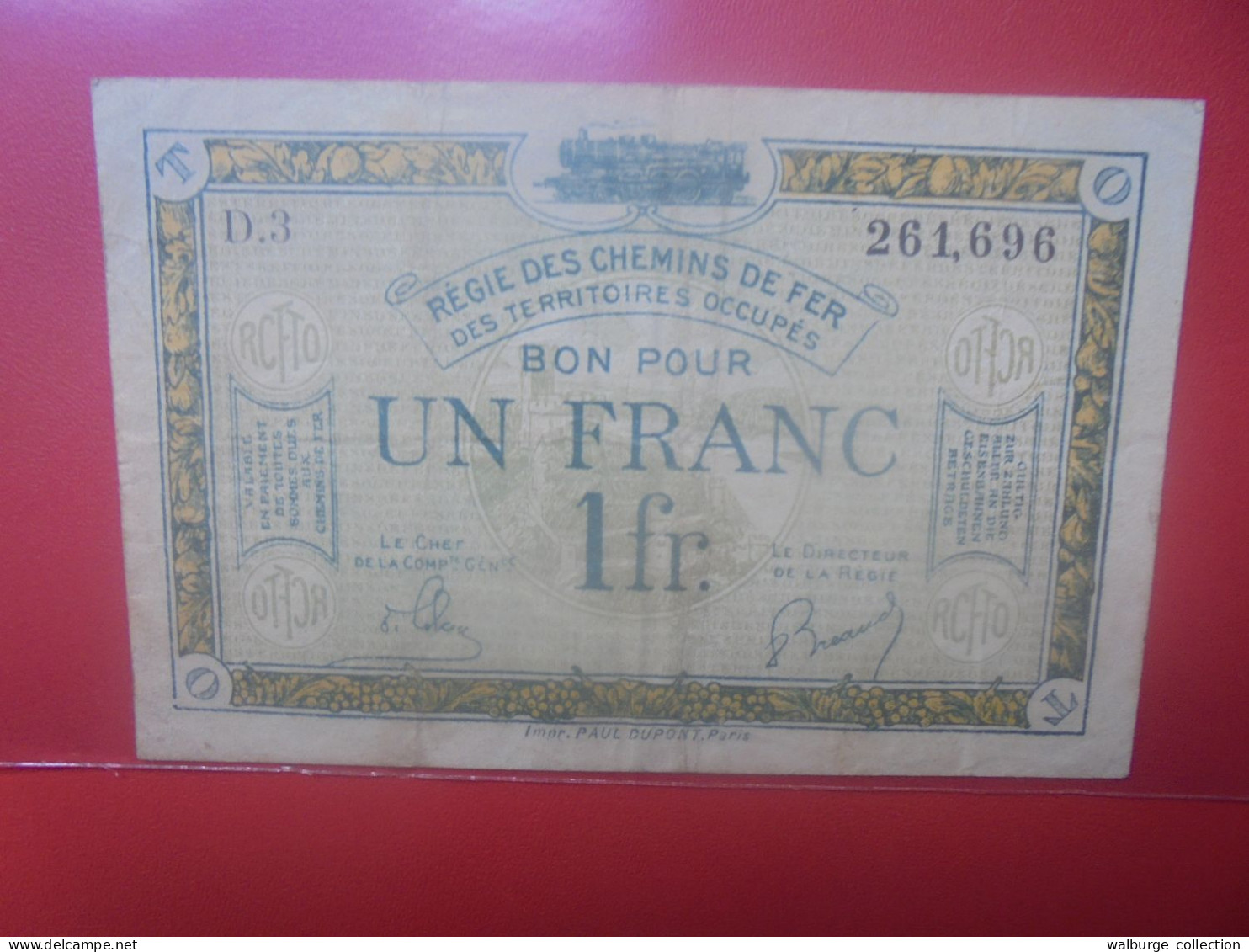 Territoires Occupés En Allemagne 1 FRANC ND (1923) Circuler (B.33) - 1917-1919 Trésorerie Aux Armées